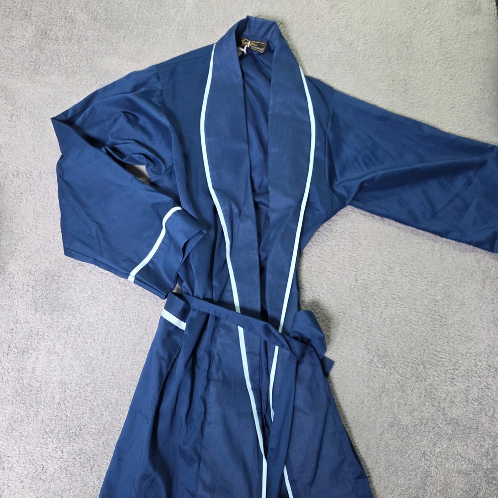 Van Heusen Mens Medium Robe Navy Blue Vintage Piping Tie Waist Hampshire House